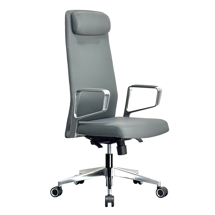 Кресло офисное Norden West HD-2220H grey (серая кожа/алюминиевая база)