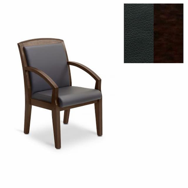 Кресло Юнитекс Граф для посетителя экокожа премиум черная CN1114/дерево-венге