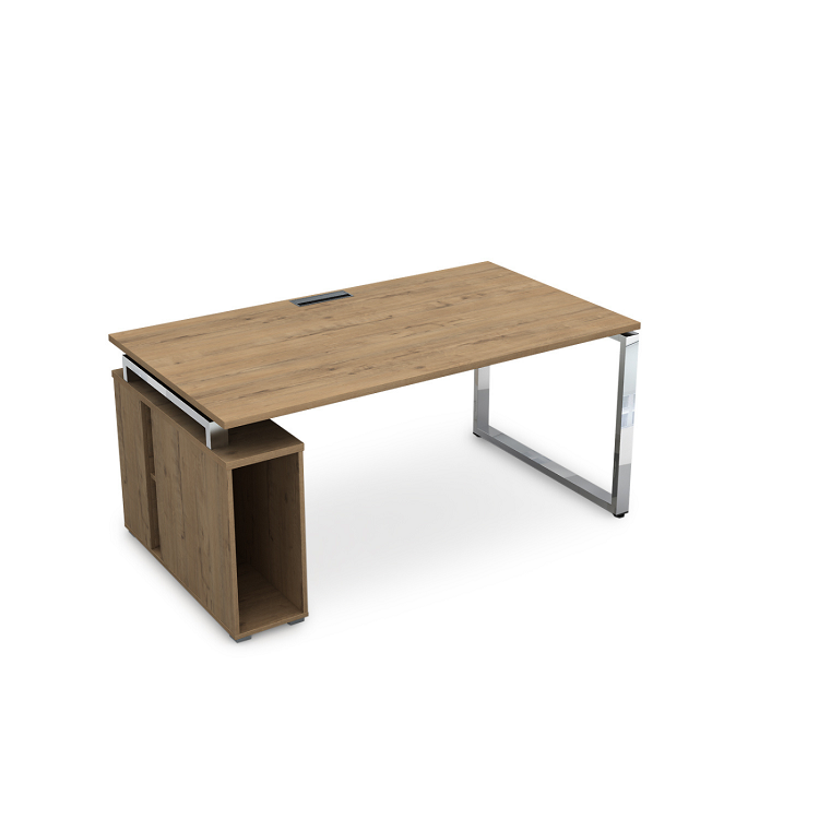 Стол с тумбой под системный блок АЛСАВ Gloss line НССБ-О.995 teakwood/металл глянец