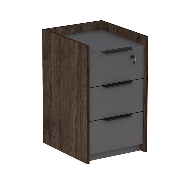 Тумба подкатная с ящиками Алсав MAGNETIC 15ТПЯ.604 (400х460х670) брауни/graphit